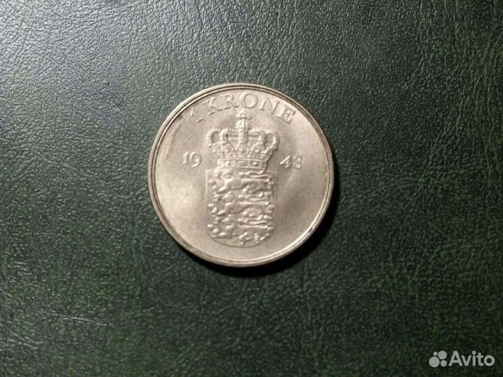 Монеты Дании1крона 1948/49 год /Frederik 9/2шт