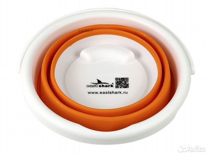 Ведро для прикормки East Shark складное оранж. 5л