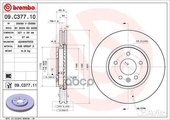 09.C377.11 диск тормозной передний Nissan Path