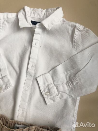 Рубашка белая и твидовые джинсы Zara