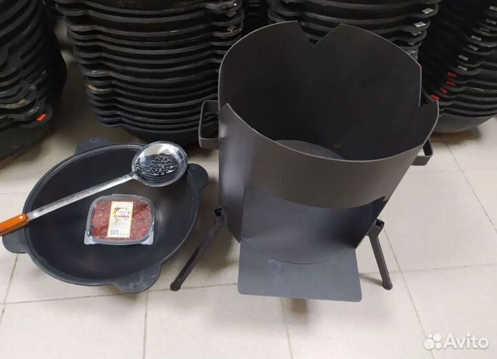 Казан чугунный с печкой