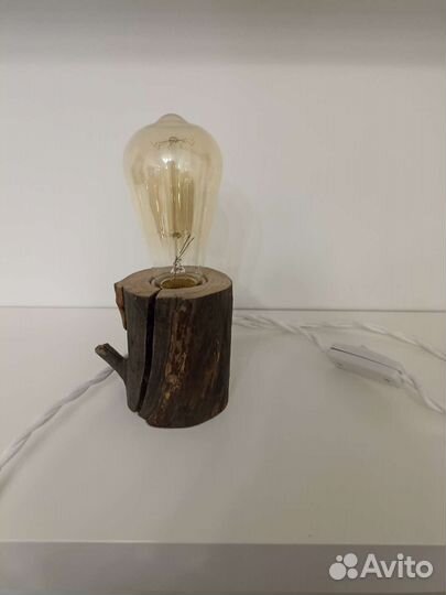 Лампа настольная лофт дерево