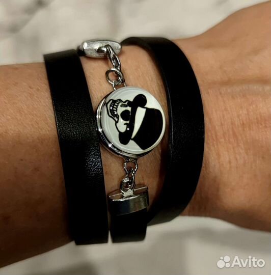 Браслет с черепом и съемными клипсами