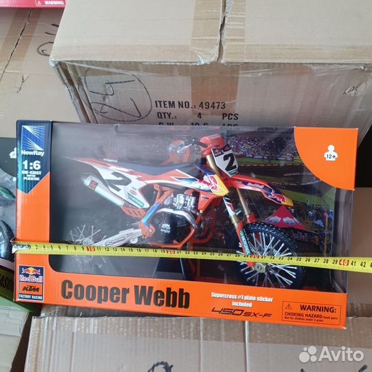 Модель мотоцикла ктм SX450F 1:6 cooper 2