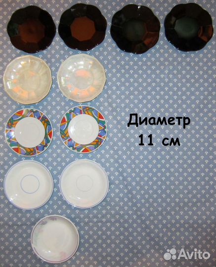 Блюдца, бокалы, рюмки, хрустальный рог