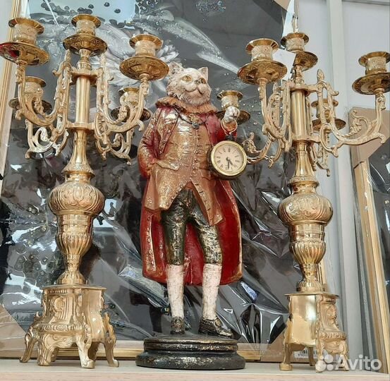 Фигурка, статуэтка Кот с часами, Лягушка, Сова