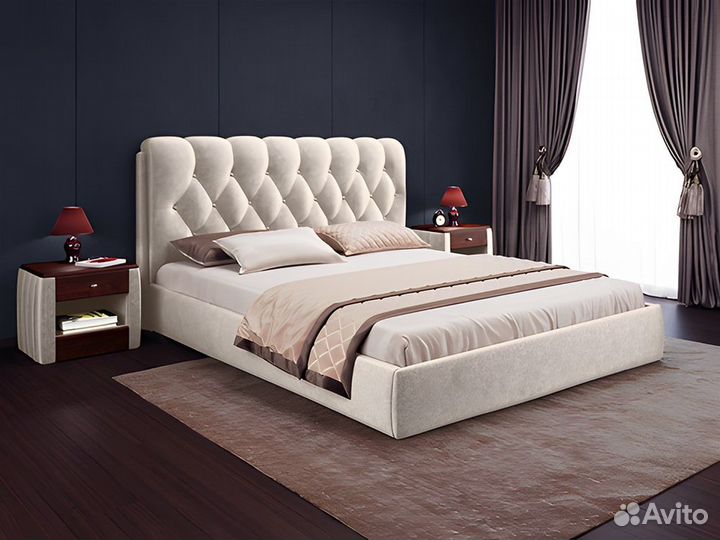 Кровать двуспальная империя люкс, Бархат 10 (140)