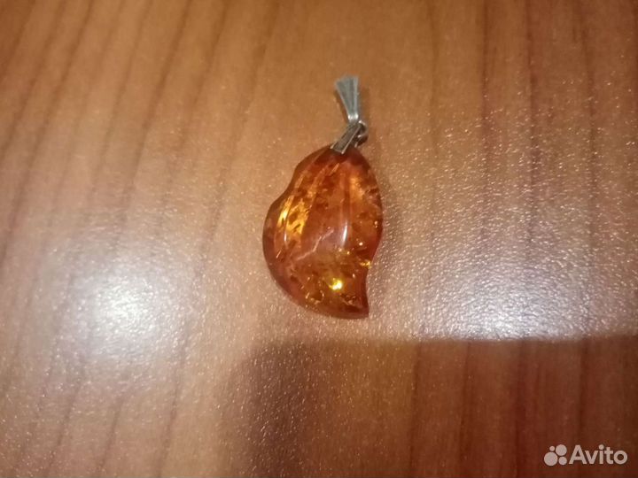 Кулон Янтарь СССР. Серебро 925 звезда