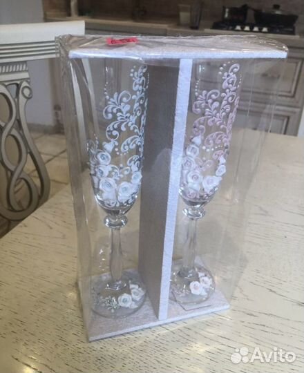 Свадебные бокалы ручной работы