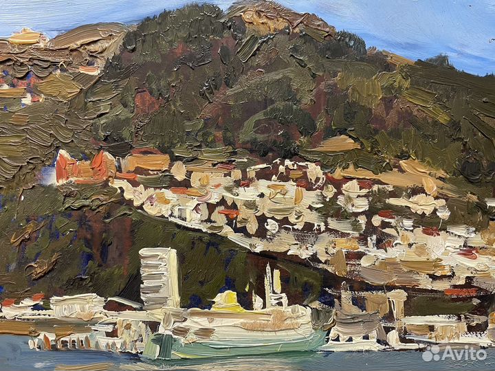 Картина масло на картоне. Горный пейзаж