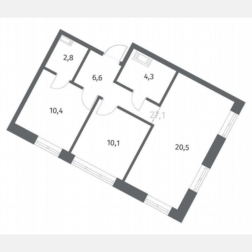 2-к. квартира, 54,7 м², 11/12 эт.
