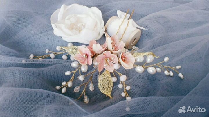 Украшение для волос свадебное + серьги
