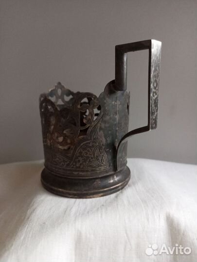 Подстаканник серебряный 875 проба чернение кубачи