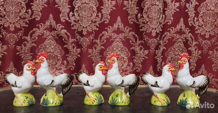 Петушок курочка 2шт. фарфоровые статуэтки