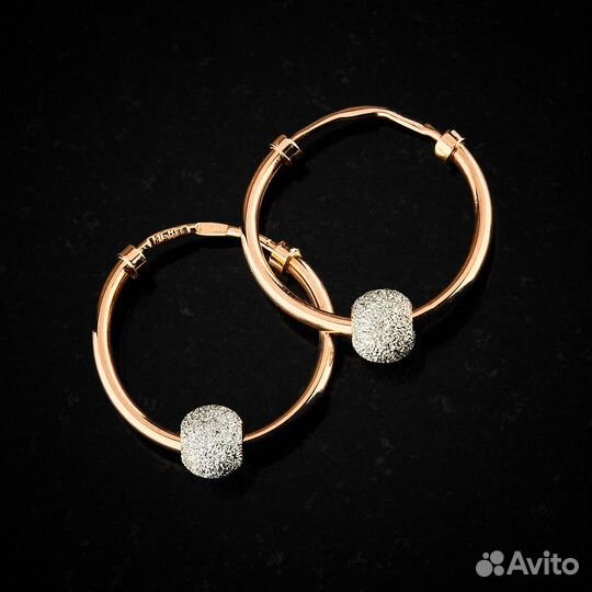 Серьги Конго из комбинированного золота