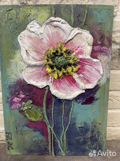 Картина «цветы барельеф 60*60