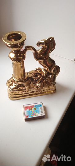Подсвечник керамика в золотой глазури без изьянов