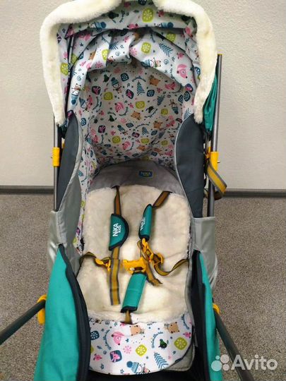 Зимние санки-коляска Nika с лисичкой изумрудный