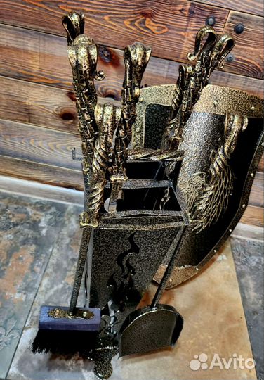 Подставка под шампура, набор для камина, шампуров