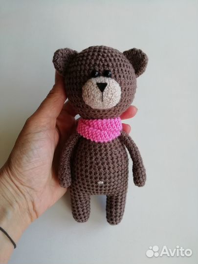 Котёнок, мишка, вязаная игрушка