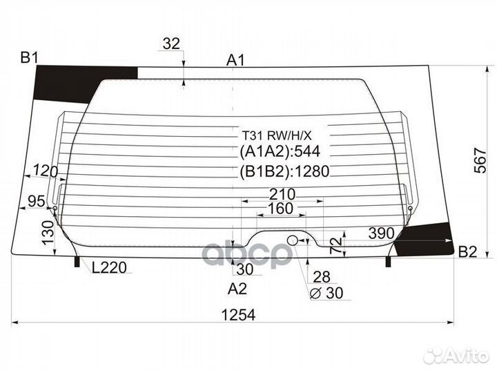 Стекло заднее с обогревом nissan X-trail 07-14
