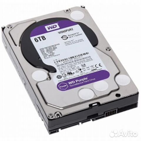 Жесткий диск HDD 6.0Tb Western Digital SATA-III, 64Mb, 5400rpm, Purple WD60purz