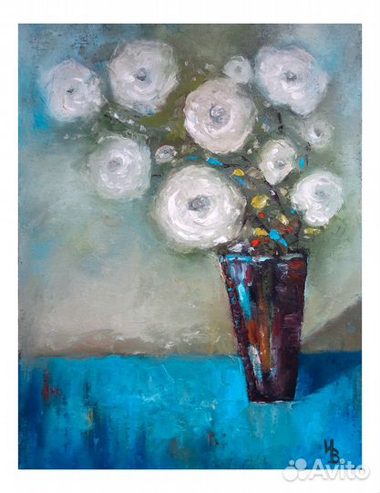 Картина, цветы, масло