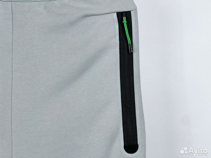 Штаны Nike Tech Fleece Light Grey Black Green