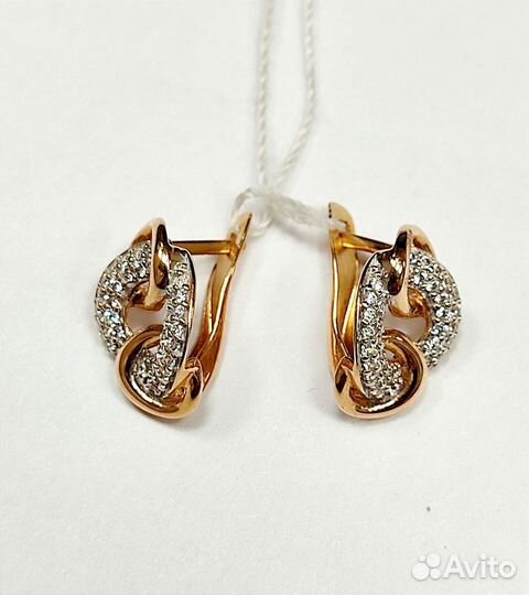 Серьги с синтетическим камнем Золото