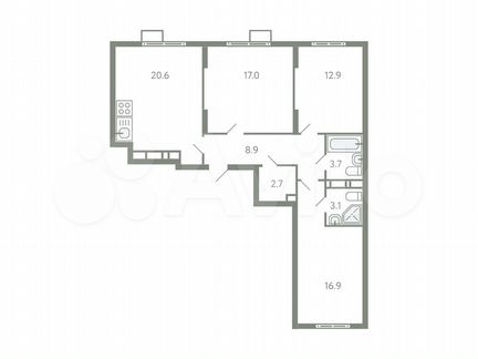 3-к. квартира, 85,8 м², 9/9 эт.