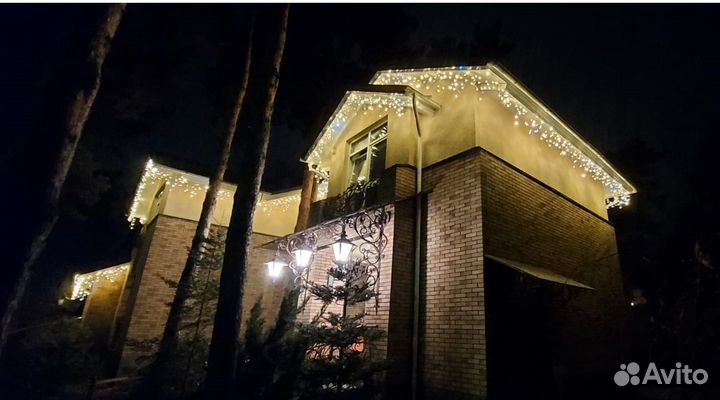 Праздничное оформление фасадов гирляндами, неоном