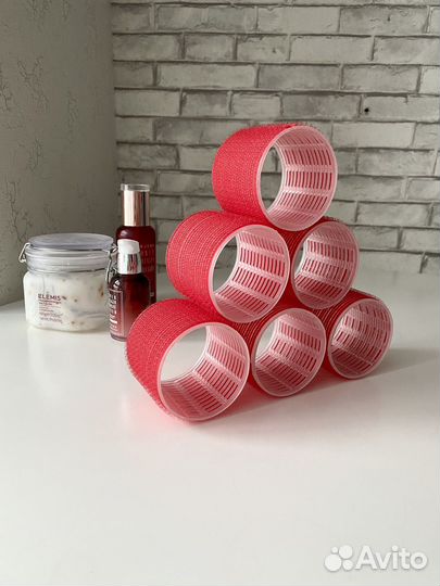 Бигуди липучки 6 шт, д.68 мм красные крупные