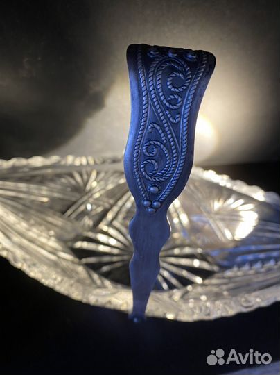 Ладья хрустальная с мельхиоровой ручкой