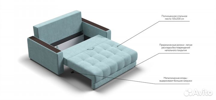 Диван прямой выкатной Boss compact из наличия