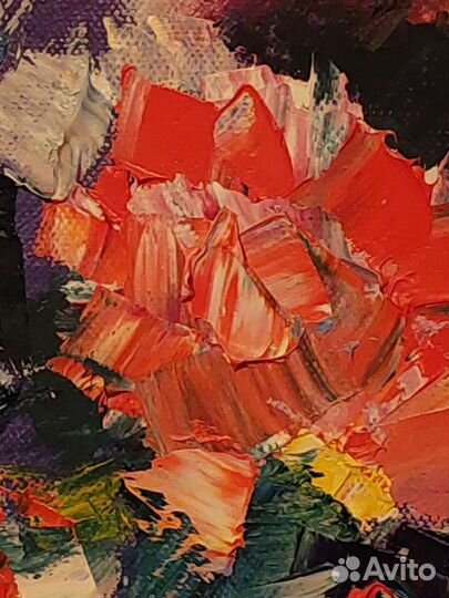 Картина маслом на холсте,пионы в вазе