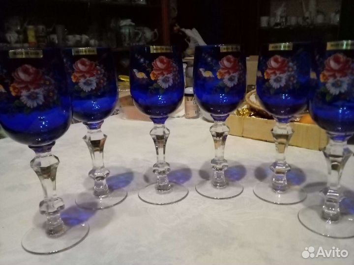Фужеры синего стекла
