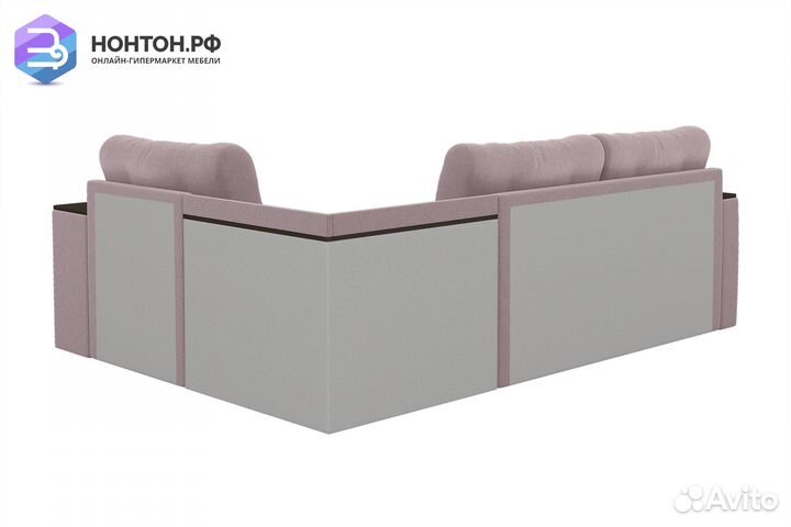 Диван угловой дельфин с полкой знд светло-розовый