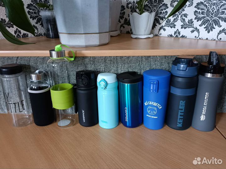 Новые и б/у бутылки для воды и термокружки