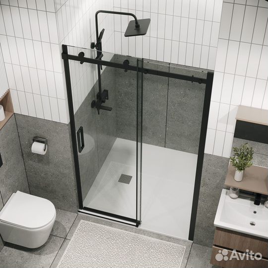 Дверь в нишу Classic (130*195) черн мат, прозр ст