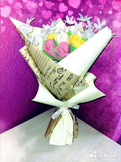 Букет роз из фоамирана, ручная работа