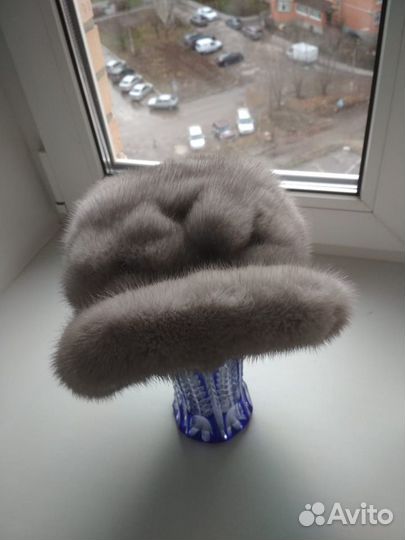 Шапка голубая норка