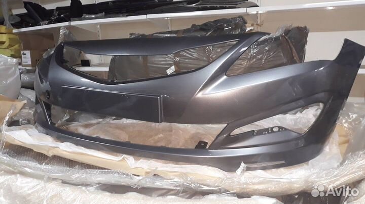 Бампер передний серый Hyundai Solaris 14-17