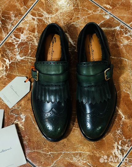 Santoni Размер UK 7 1/2 Новые монки на меху