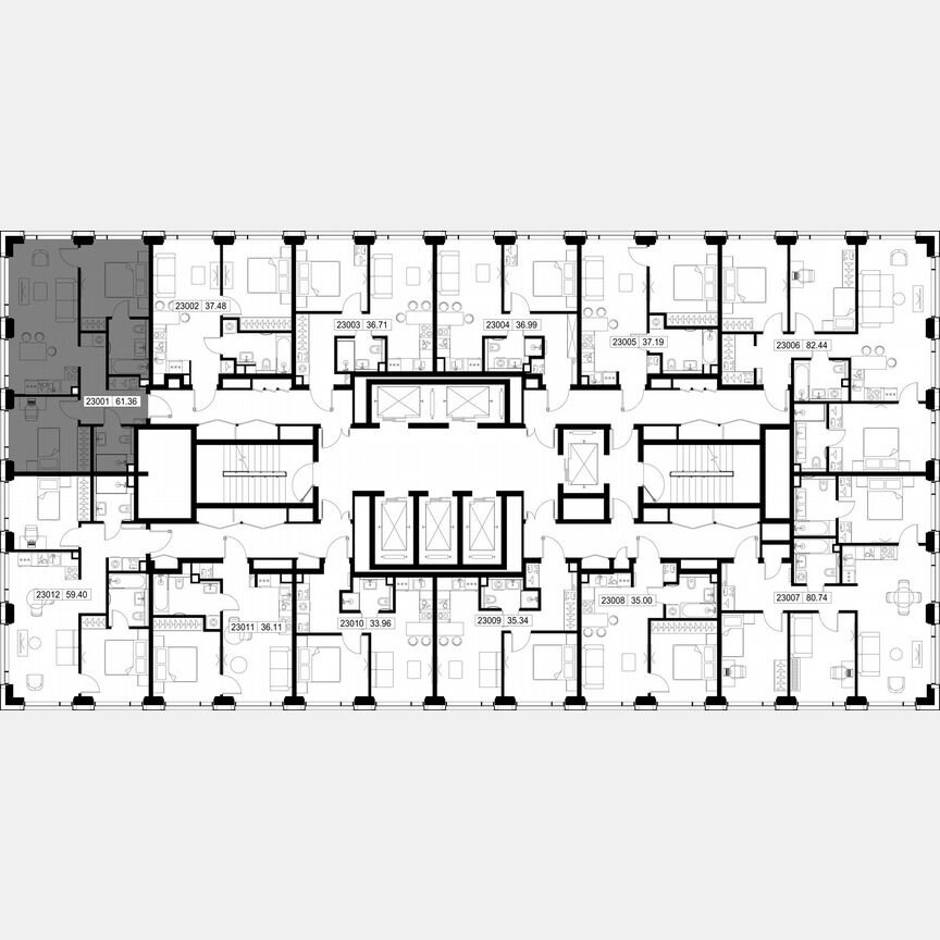 2-к. квартира, 61,4 м², 30/59 эт.
