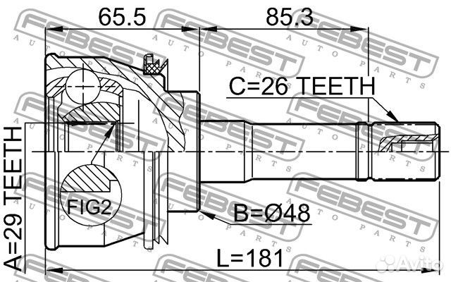 Шрус наружный 29x48x26 suzuki grand vitara 95