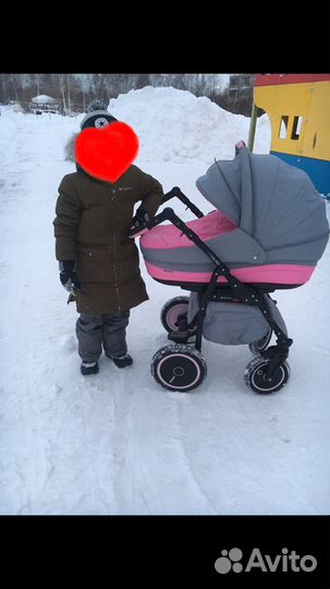 Коляска 2 в 1 adamex Enduro/ цвет:серый/розовый
