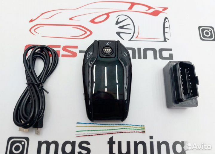 Смарт ключ Audi дизайн BMW черный с экраном