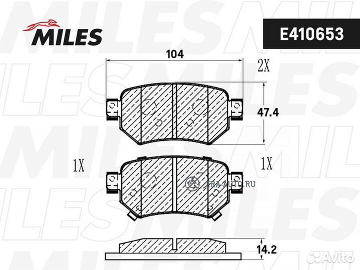 Miles E410653 (Low-Metallic)mazda 6 12- (TRW GDB36