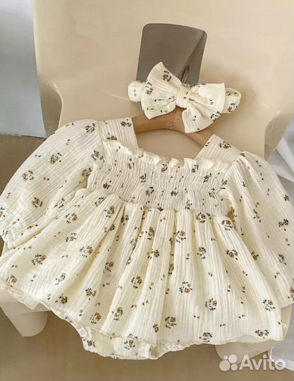 Боди платье с бантиком