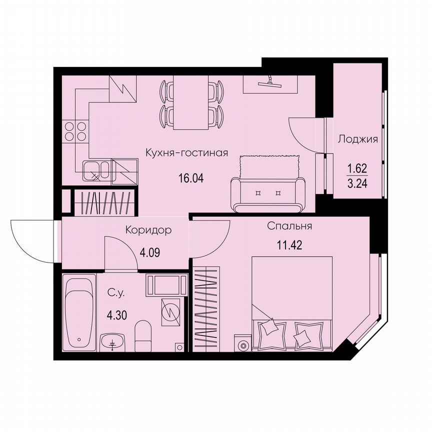1-к. квартира, 37,5 м², 3/9 эт.